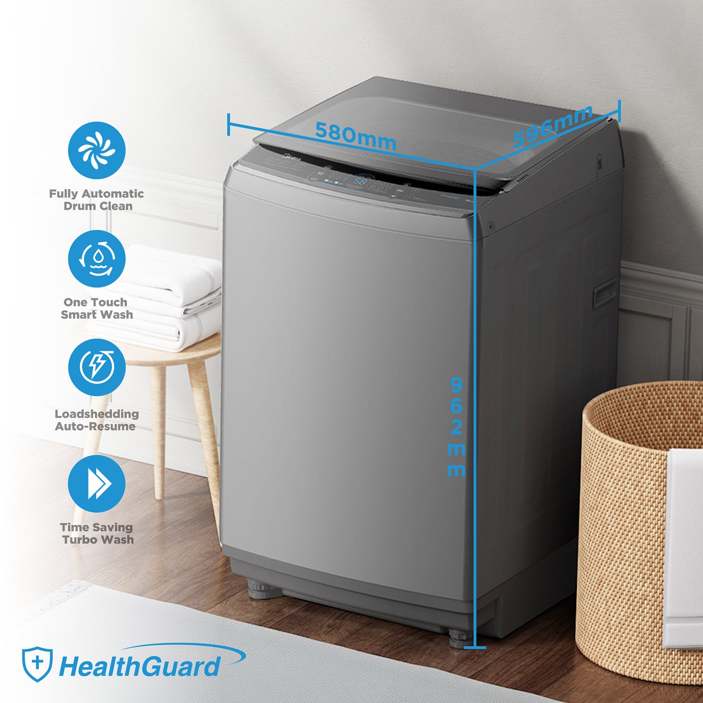 Midea Top Load Washing Machine 13Kg Grey (MA200W130/G)