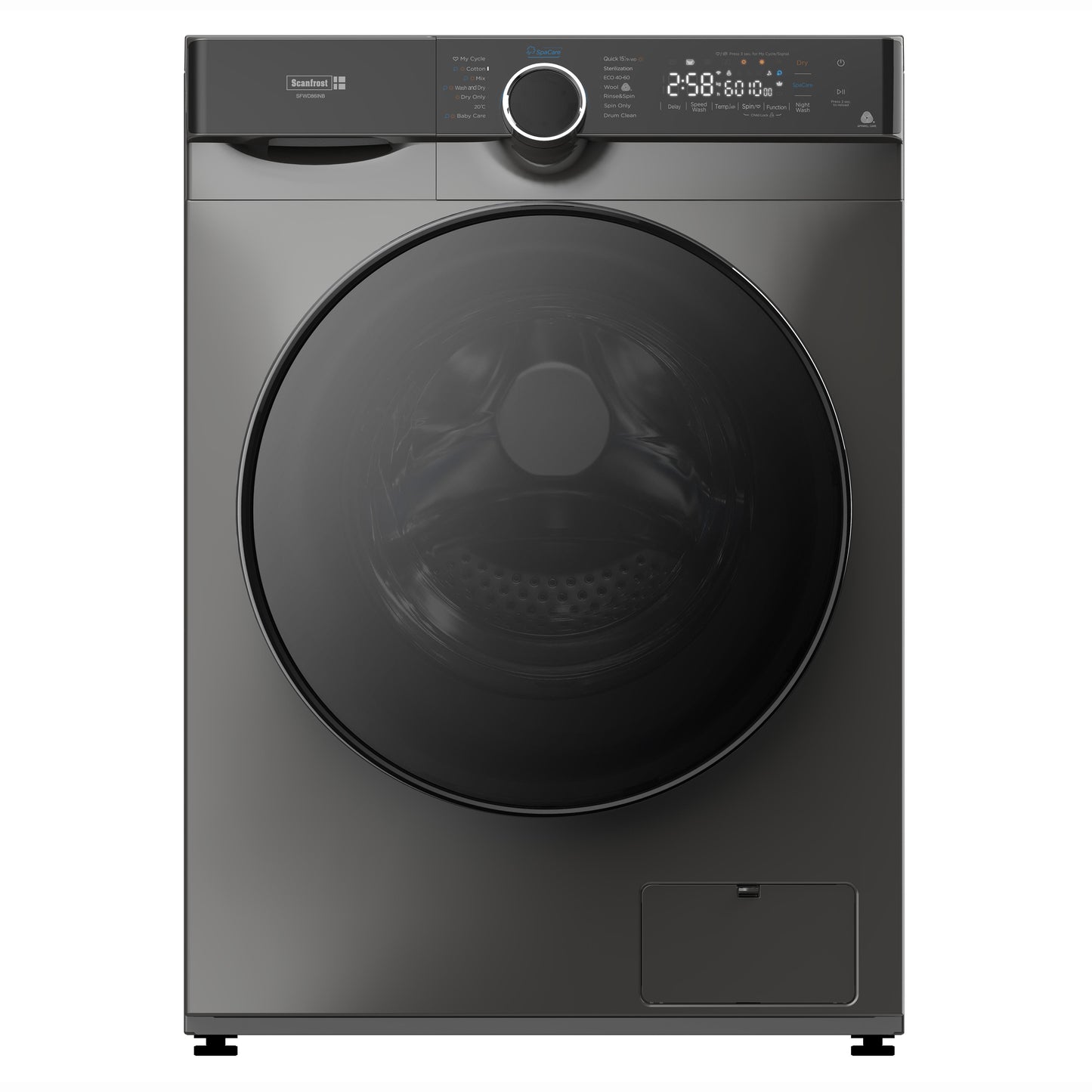 Scanfrost Front Load Wash & Dry 8/6Kg Grey (SFWD86INB) Inverter