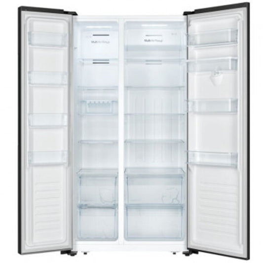 Hisense Fridge Side By Side 508L Black Glass (67WSBG) With Water Dispenser