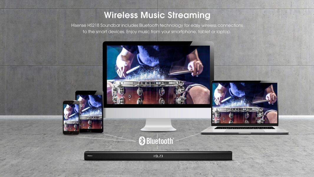 Hisense Sound bar 2.1ch 200W with wireless subwoofer (218)