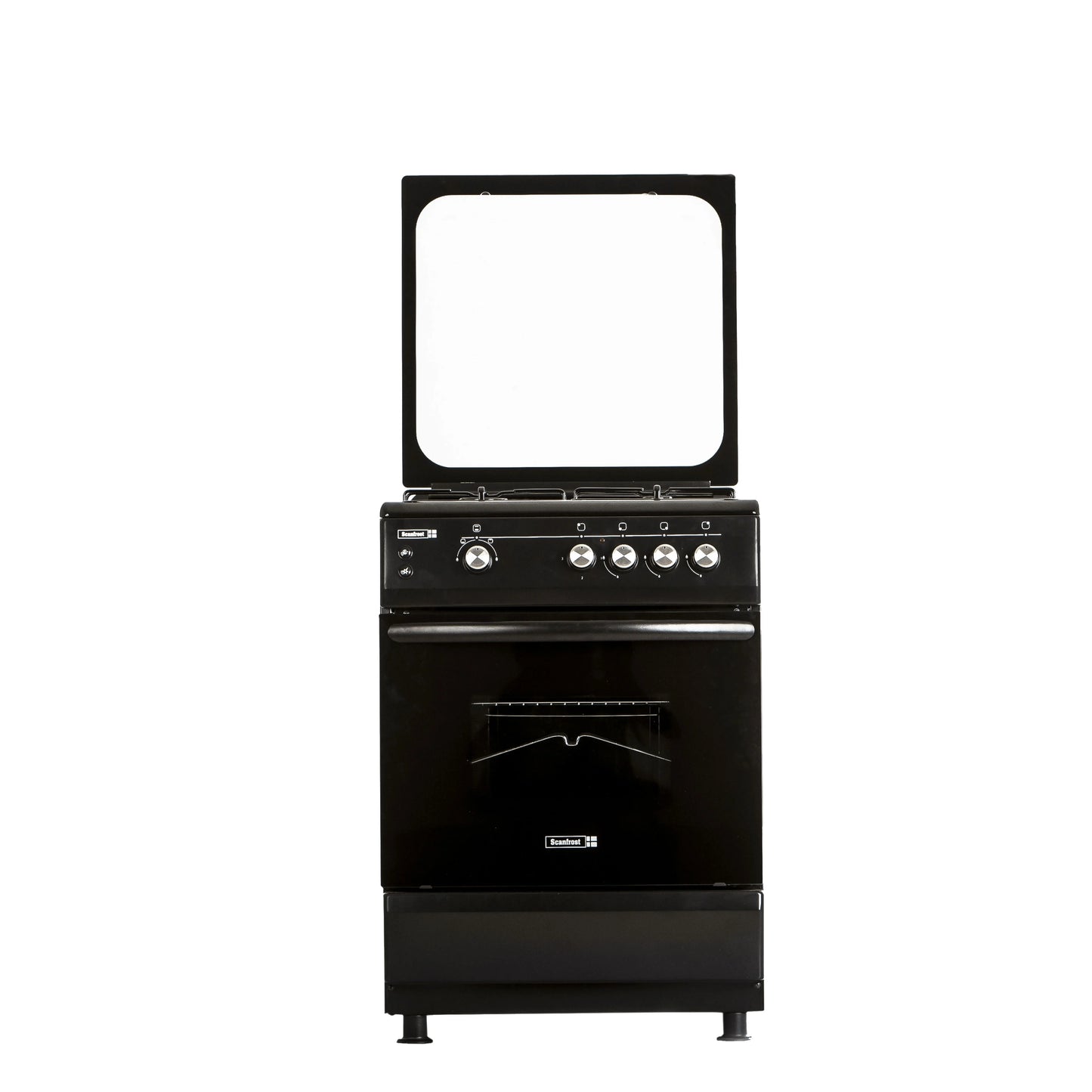 Scanfrost Gas Cooker 60x60Cm Black 4Gas Burners with Gas Oven (CK6302B)