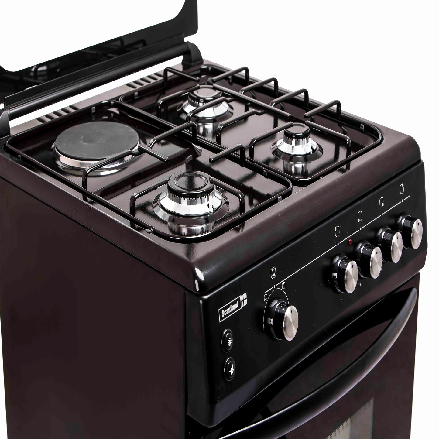 Scanfrost Gas Cooker 60x60Cm Black 4Gas Burners with Gas Oven (CK6302B)
