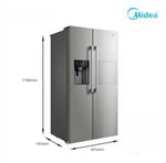 Midea Fridge Side by Side 490L Stainless Steel (MDRS678FGF02) with Water Dispenser